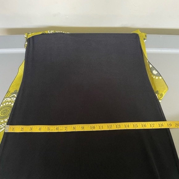 Artsy Boho Abstract Print Dress Black Layered Asymmetrical Midi Vintage XL - Picture 10 of 13